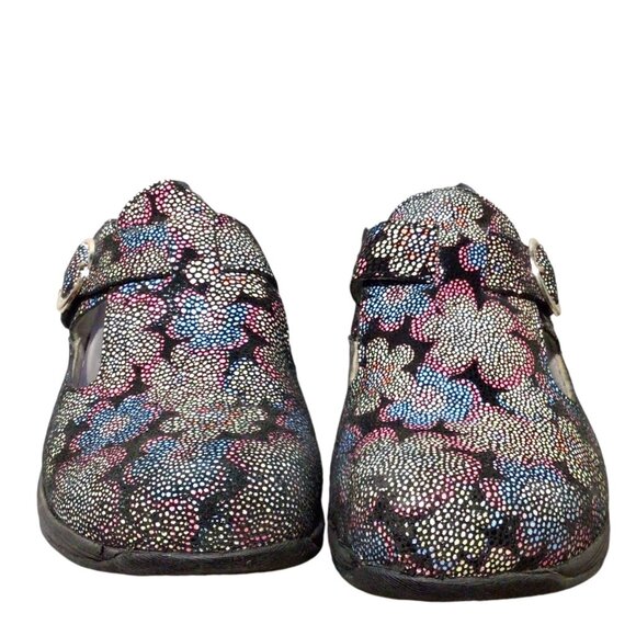 THERAFIT Mary Jane Clogs 37 Chloe Flower Adjustable Leather Floral Print 6.5 - 7 - Picture 2 of 8
